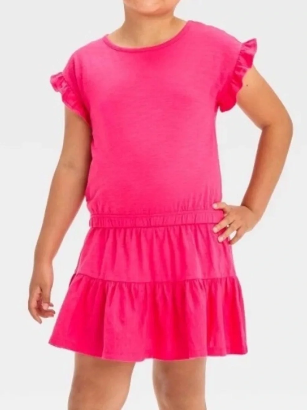 Cat & Jack Girls' 2Pc Short Sleeve Shirt & Skort Set - Dark Pink L